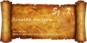 Szvatkó Korinna névjegykártya